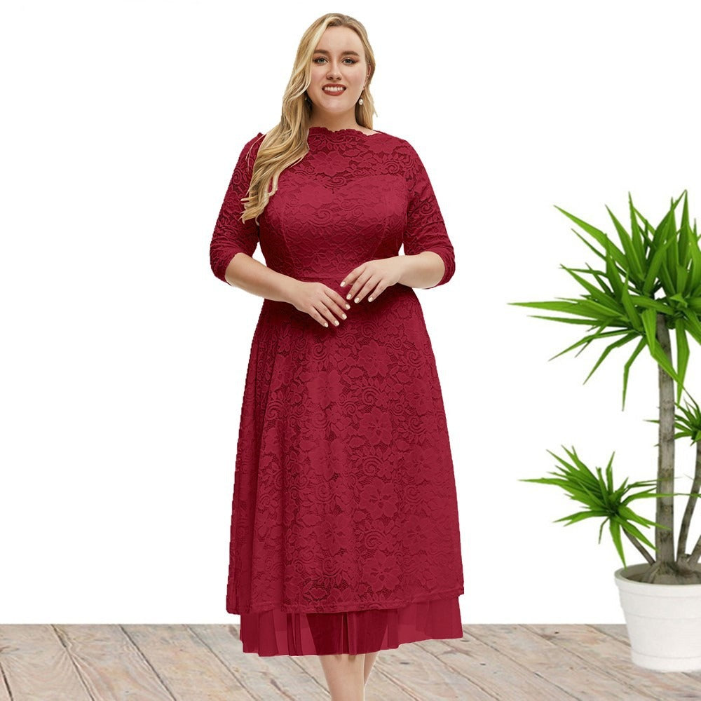 Women's Dress Lace Detail - Plus Size - Various Colours