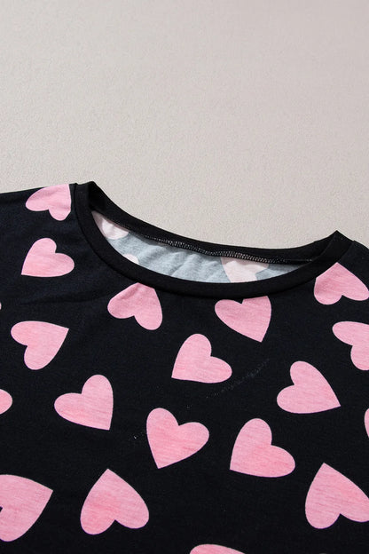 Women's Two Piece Heart Print Long Sleeve Pyjama Set