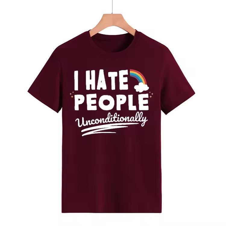 Ladies Slogan T-Shirt - I Hate People Unconditionally - various colours - size S - 3XL