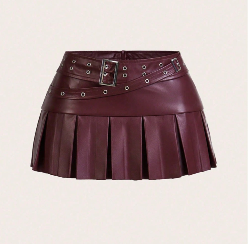 Faux Leather PU Pleated Skirt - Various Colours