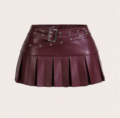 Faux Leather PU Pleated Skirt - Various Colours