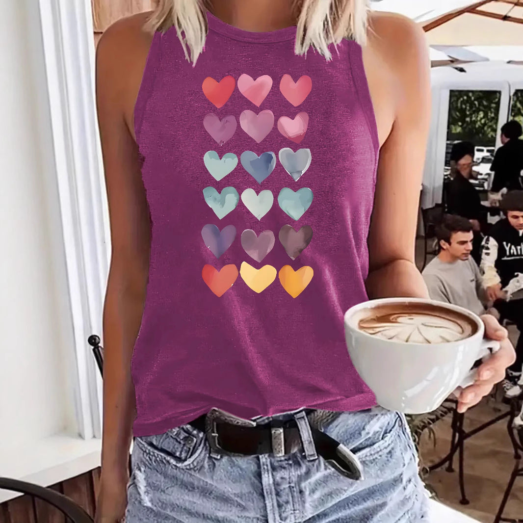 Ladies Heart Print Vest
