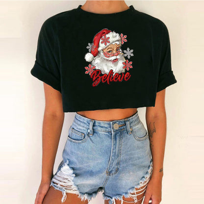 Women's Cropped Christmas T-Shirt - Various Styles