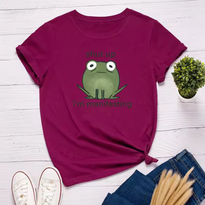 Ladies Slogan T-Shirt - Shut Up I'm Manifesting - various colours - size S - 3XL