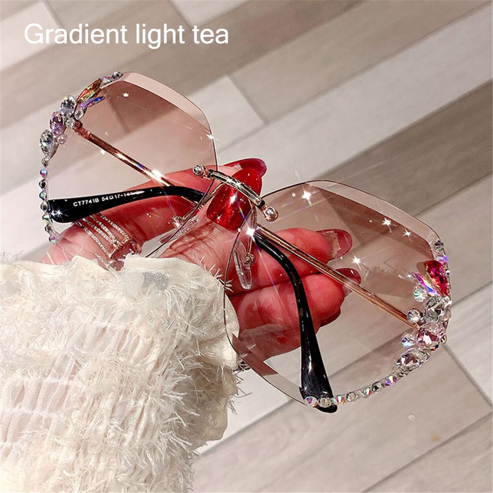 Ladies Vintage Rimless Rhinestone Sunglasses - UV400 - various colours