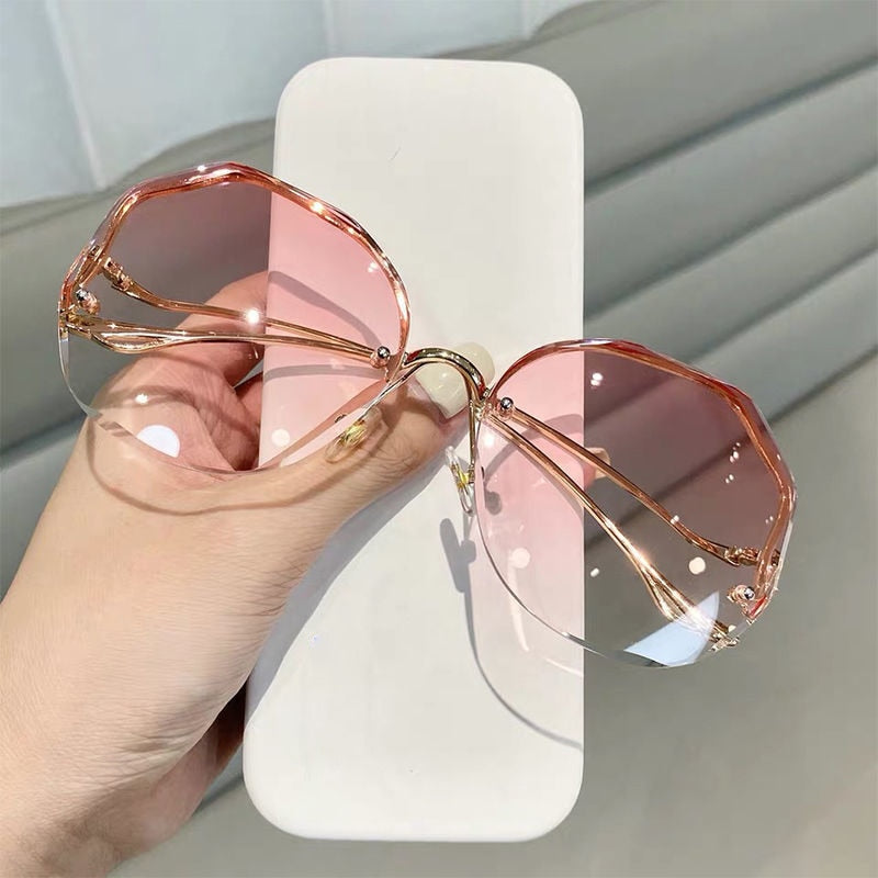 Ladies Frameless Curved Rim Sunglasses - various colours