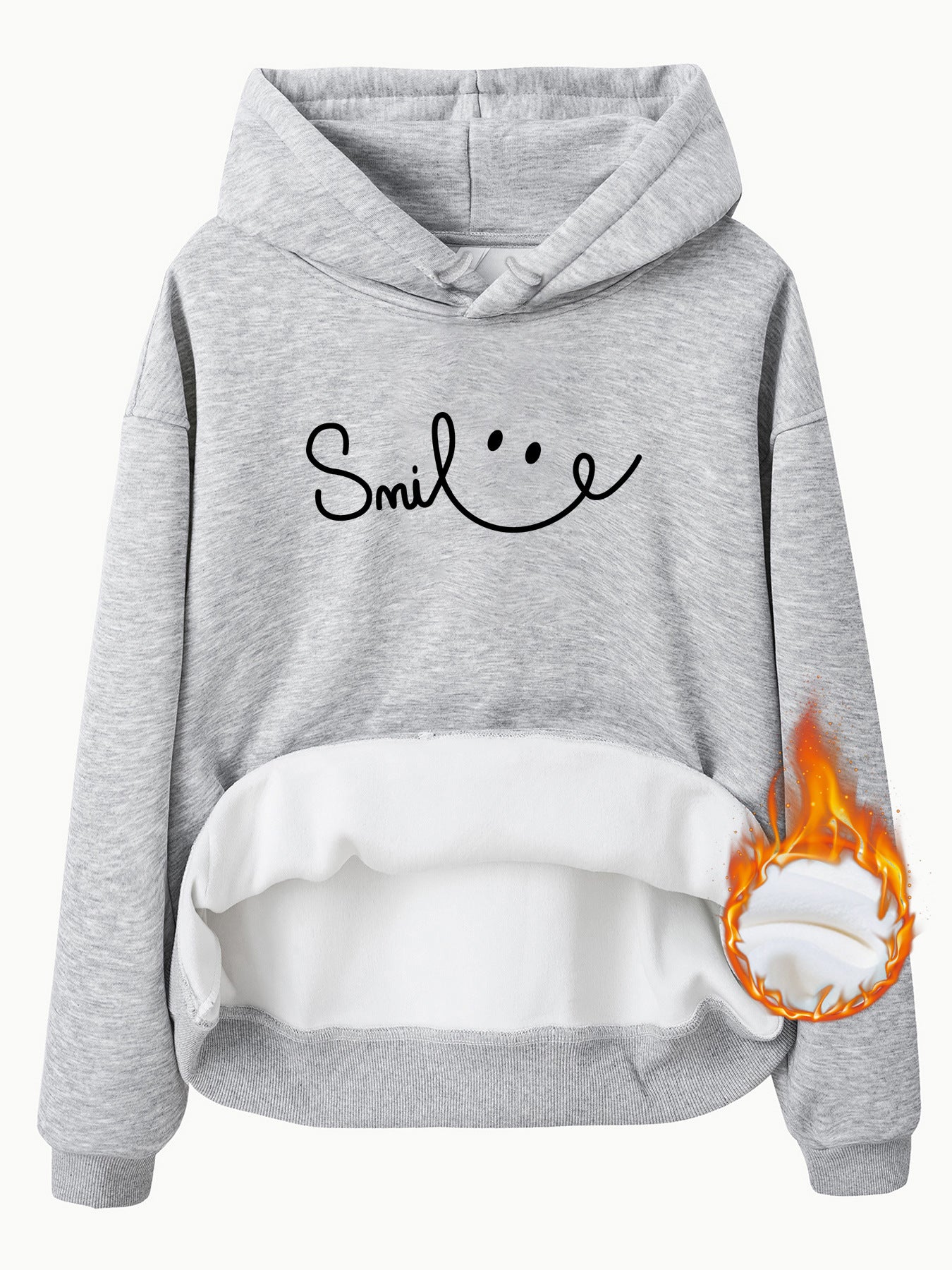Fleece Lined Hoodie - Smile