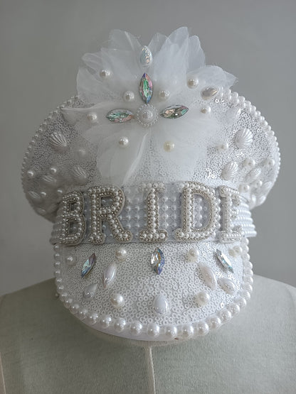 Handmade Sequined & Beaded Rhinestone Bride Hen Hat