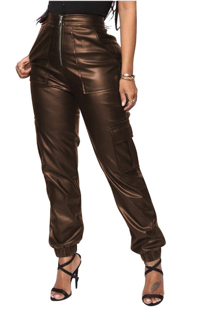 Women's Leather Effect PU Trousers - Various Colours