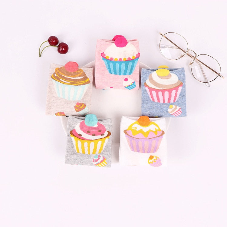 Socks - 5 pairs - Cupcake Design