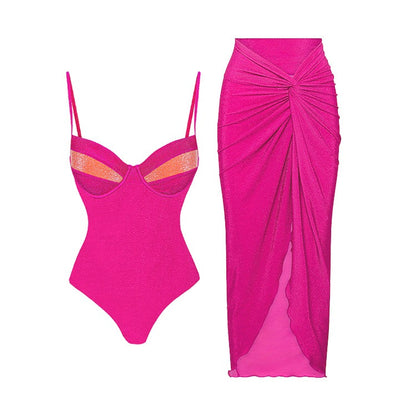 Swimsuit or Bikini Two Piece Set and Matching Cover All Skirt