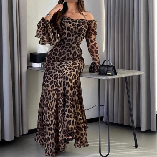 Women's Chiffon Leopard Print Dress