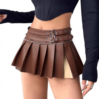 Faux Leather PU Pleated Skirt - Various Colours