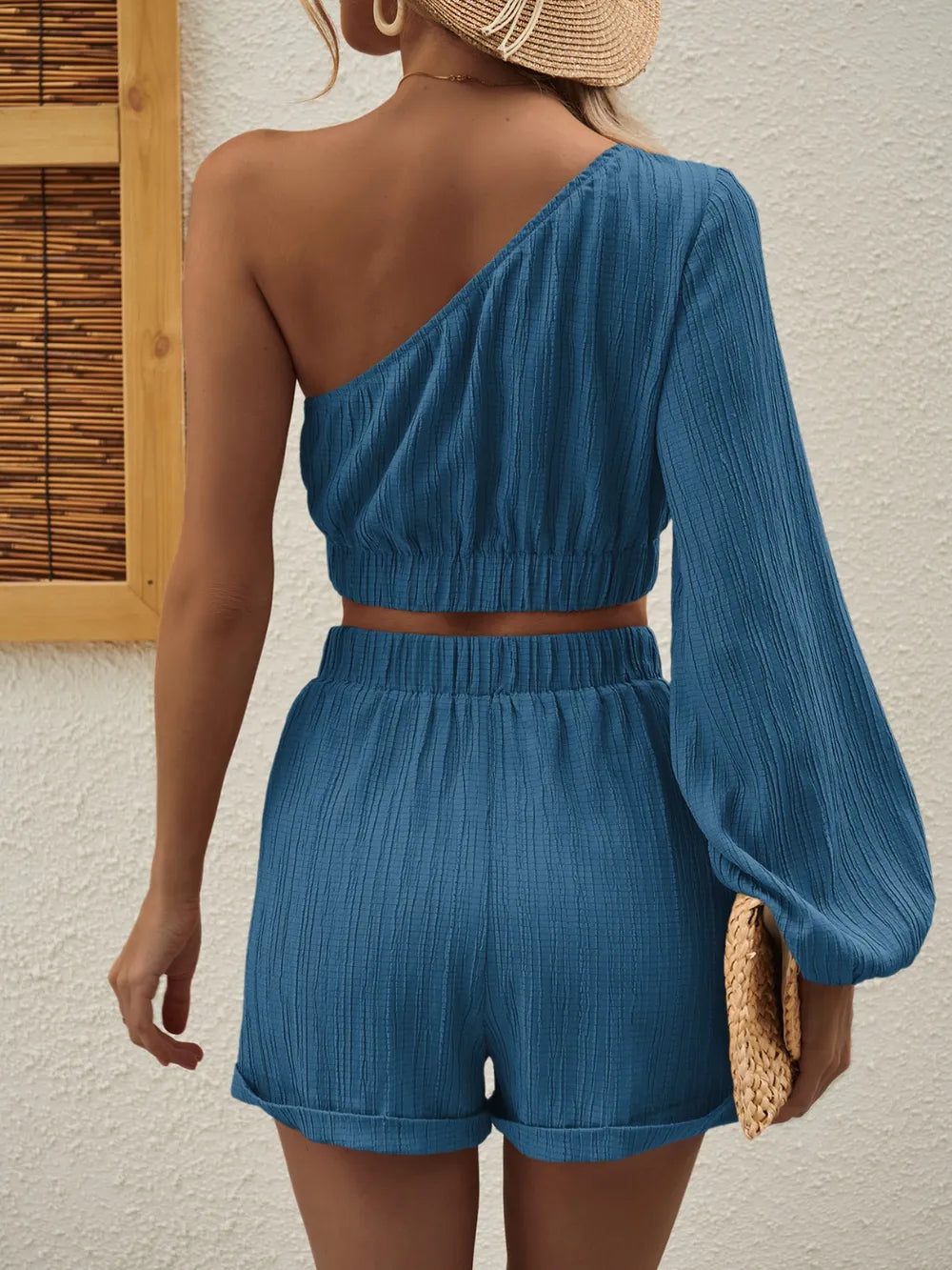 Women's Off Shoulder Top and Shorts Co-Ord Set
