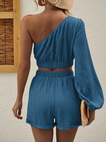 Women's Off Shoulder Top and Shorts Co-Ord Set