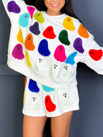Halloween Ghost Print Top and Short Set