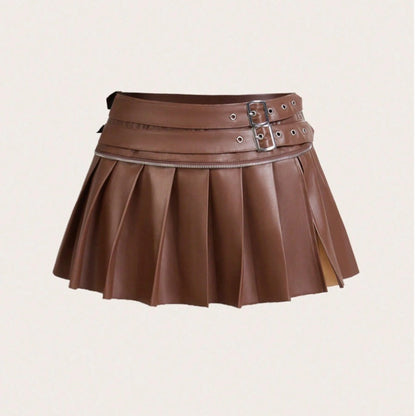 Faux Leather PU Pleated Skirt - Various Colours