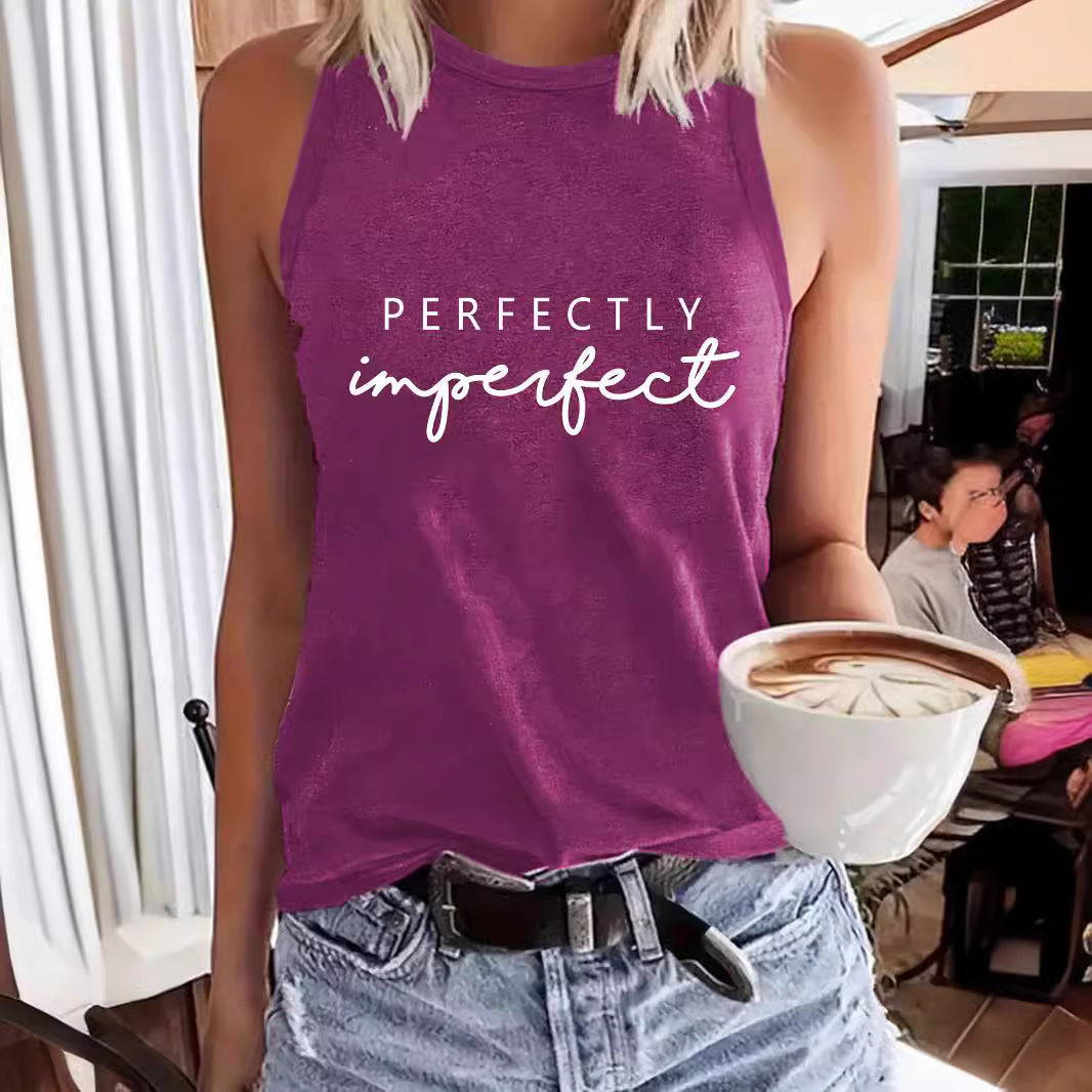 Ladies Slogan Print Vest  - Perfectly Imperfect