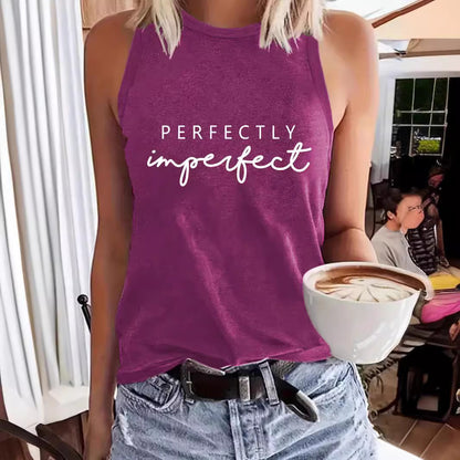 Ladies Slogan Print Vest  - Perfectly Imperfect