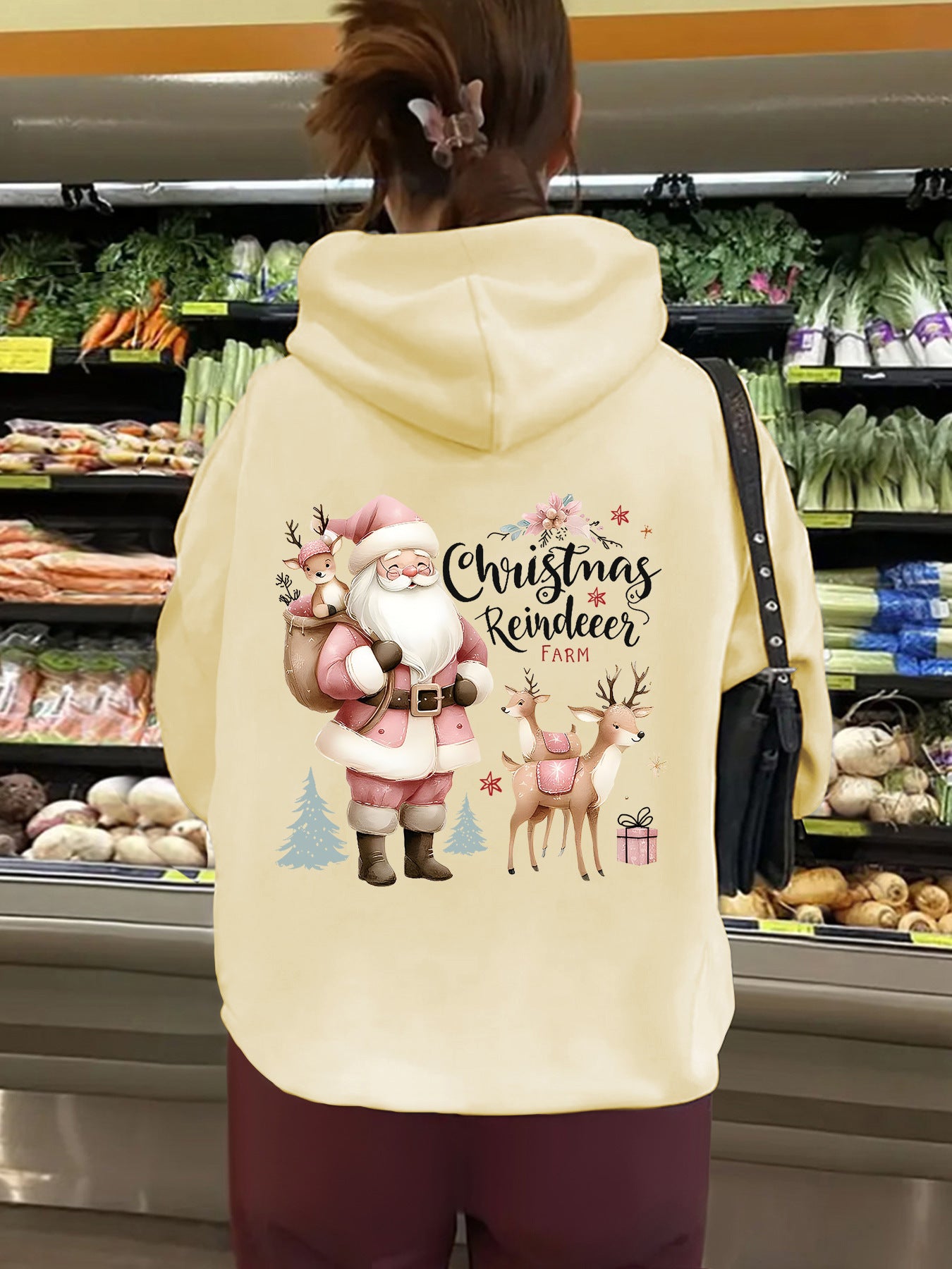 Christmas Hoodie - Santa & Reindeer Print - Various Colours