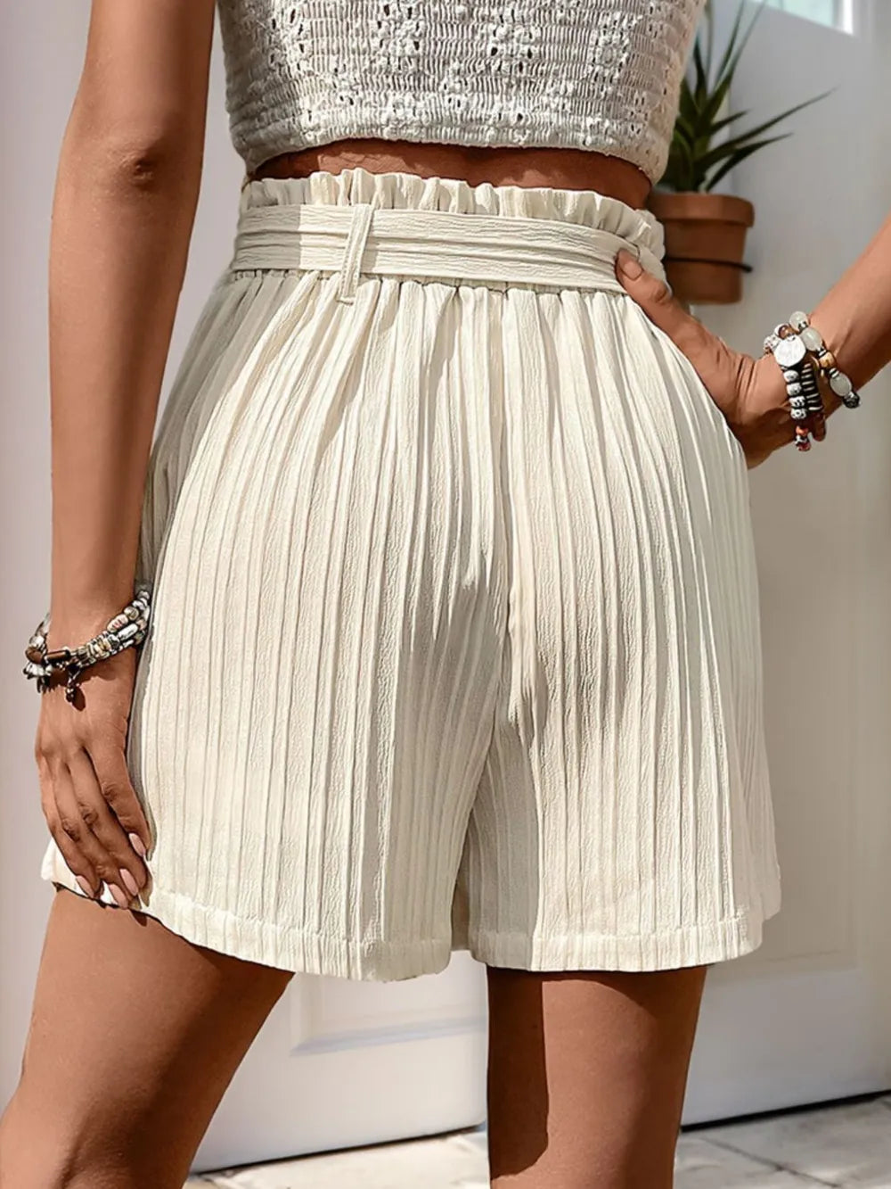 Women's Textured High Waist Shorts