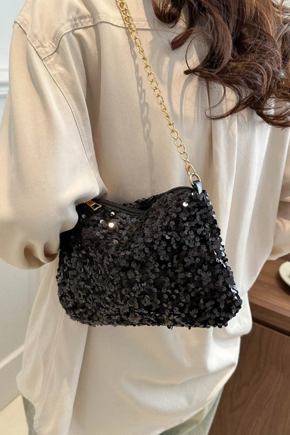 Sequin Removable Strap Shoulder Bag - various colours