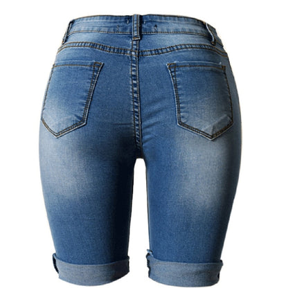 Women's High Waist Ripped Denim Shorts