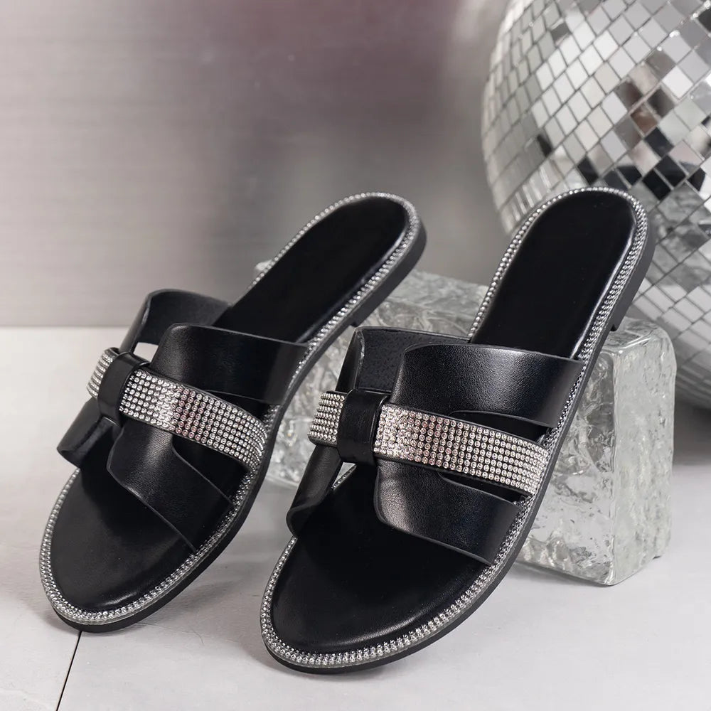 Women's Rhinestone Open Toe Flat Sandals