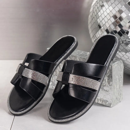 Women's Rhinestone Open Toe Flat Sandals