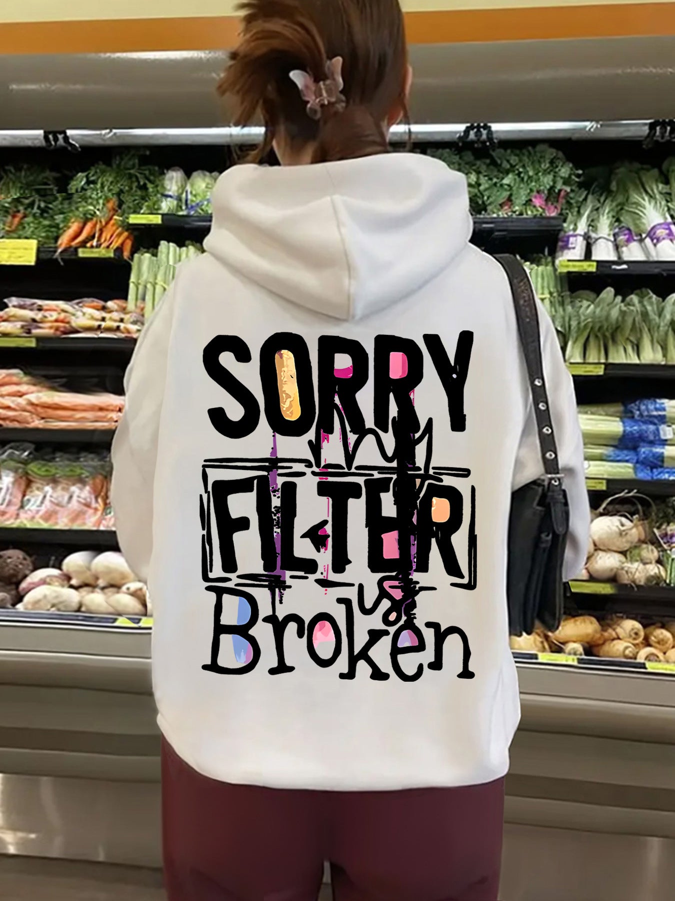 Women's Slogan Hoodie - Filter Broken
