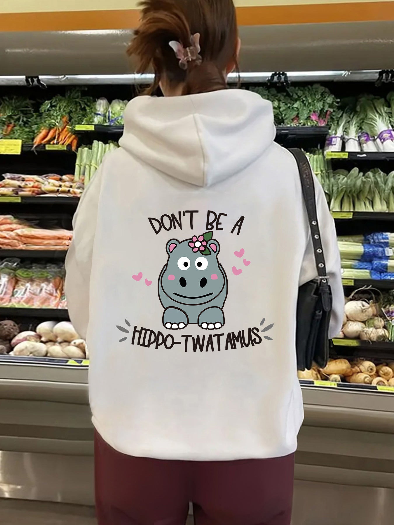 Women's Slogan Hoodie - Hippo****mas