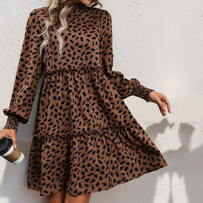 Leopard Print Long Sleeve Dress - Various Colours