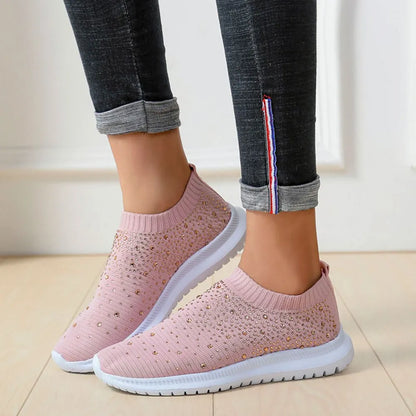 Rhinestone Decor Mesh Breathable Trainer
