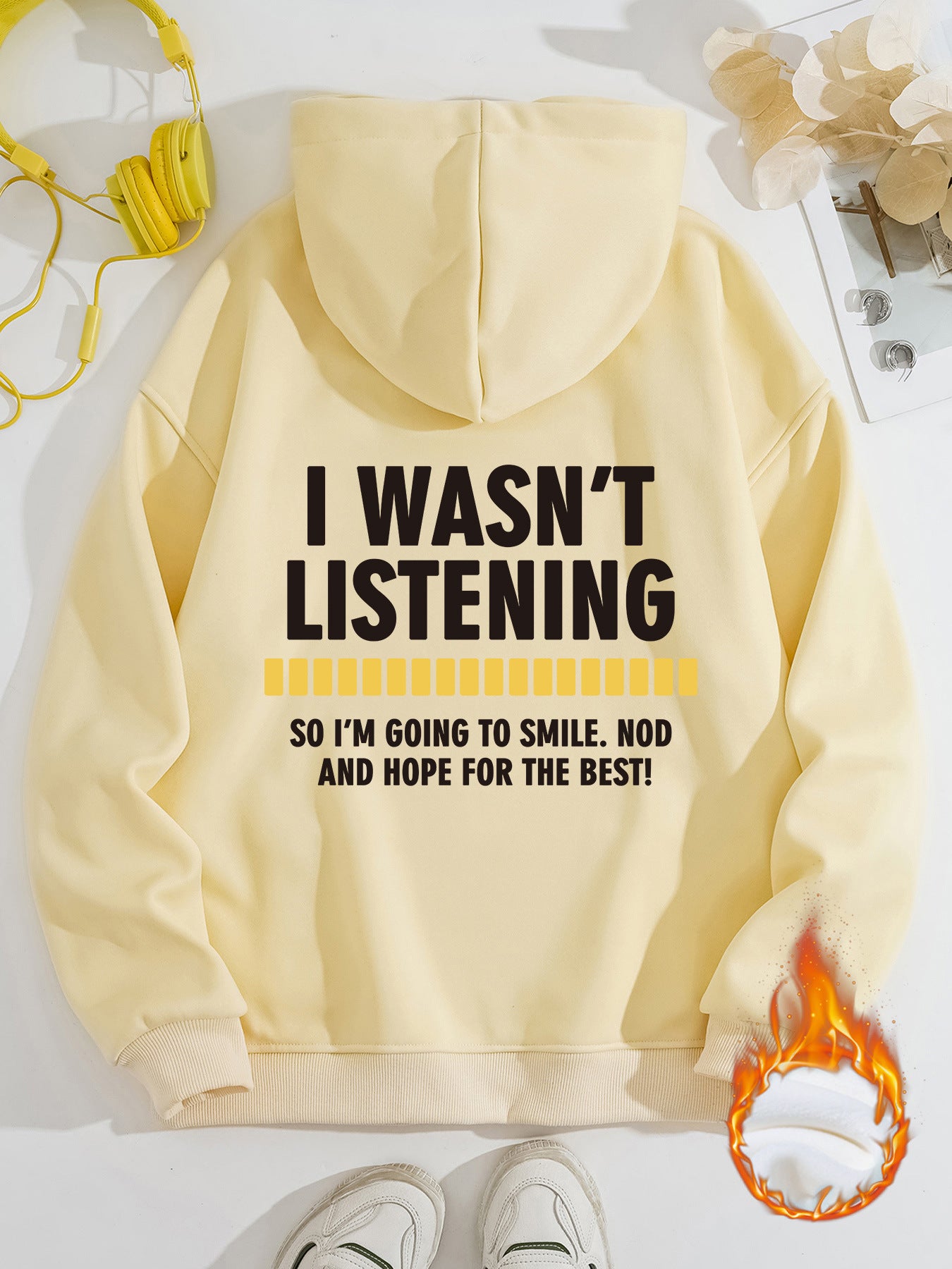 Women's Slogan Hoodie - Wasn't Listening
