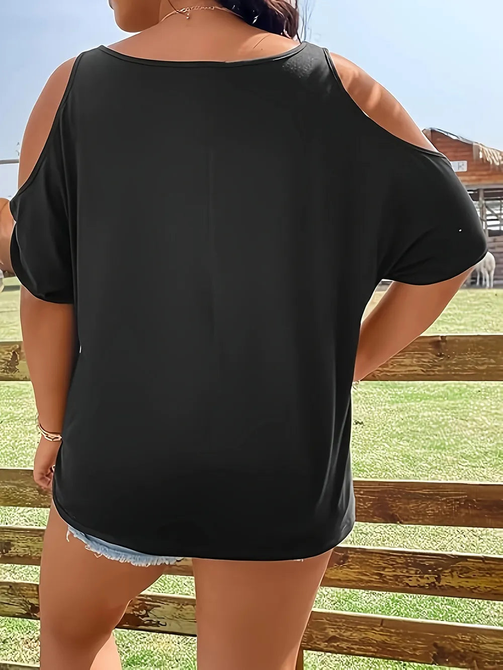 Halloween Skeleton Cold Shoulder T-Shirt