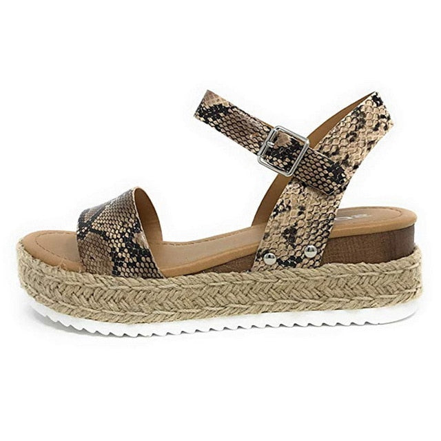 Women's Leopard Print Wedge Sandal