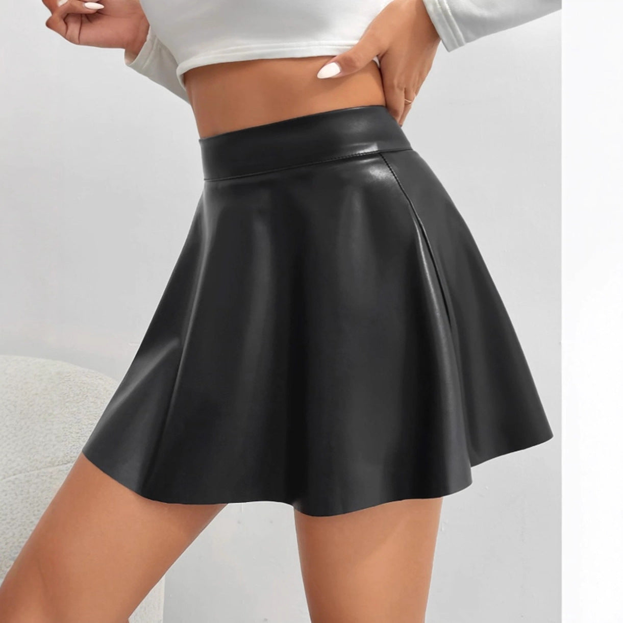 Faux Leather PU A-Line Skirt