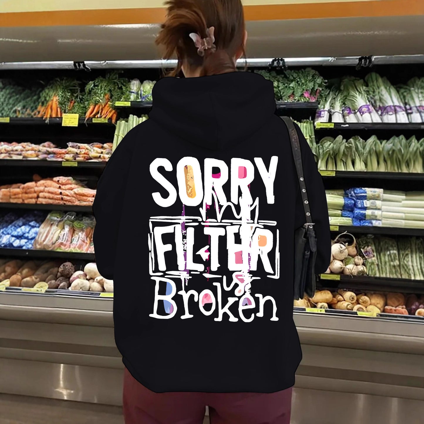 Women's Slogan Hoodie - Filter Broken