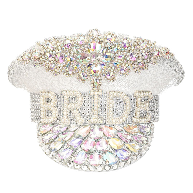 Handmade Sequined & Beaded Rhinestone Bride Hen Hat