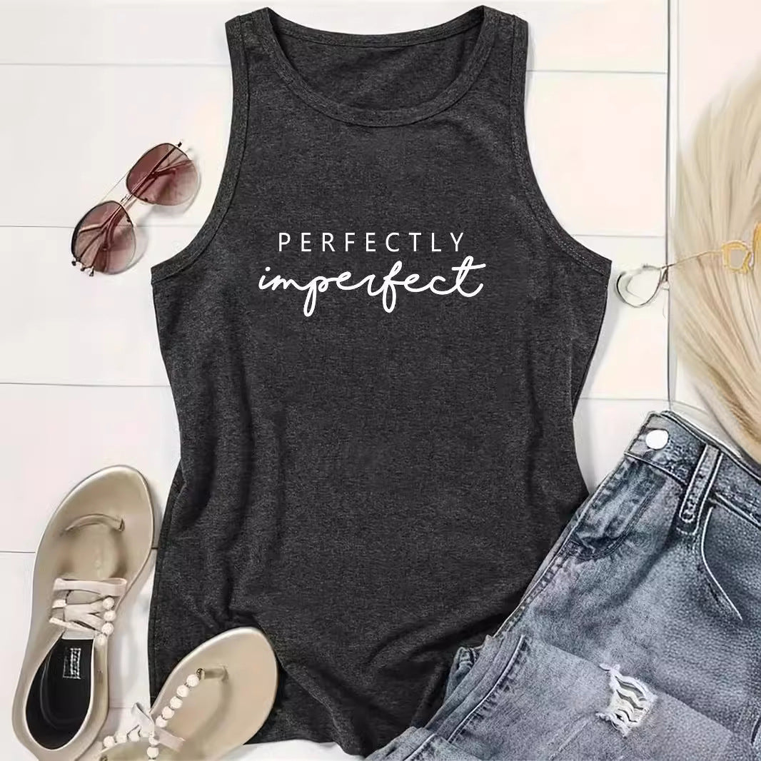 Ladies Slogan Print Vest  - Perfectly Imperfect