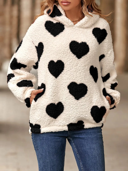 Women's Hoodie - Heart Print - Various Colours