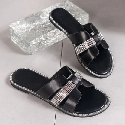 Women's Rhinestone Open Toe Flat Sandals
