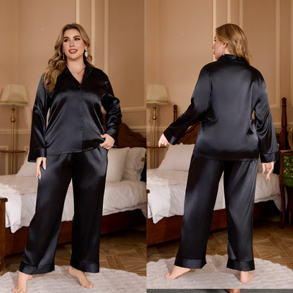 Women's Pyjama Set Top and Trouser - Satin Effect