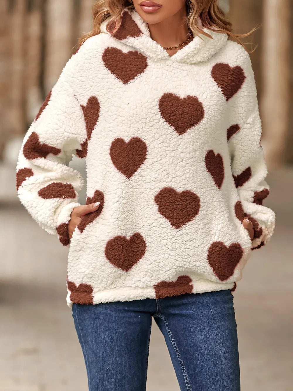 Women's Hoodie - Heart Print - Various Colours