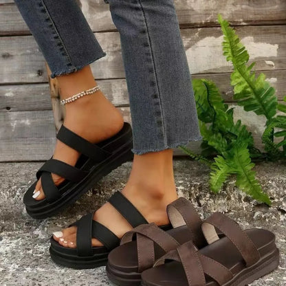 Women's Crisscross Leather Flat Sandal