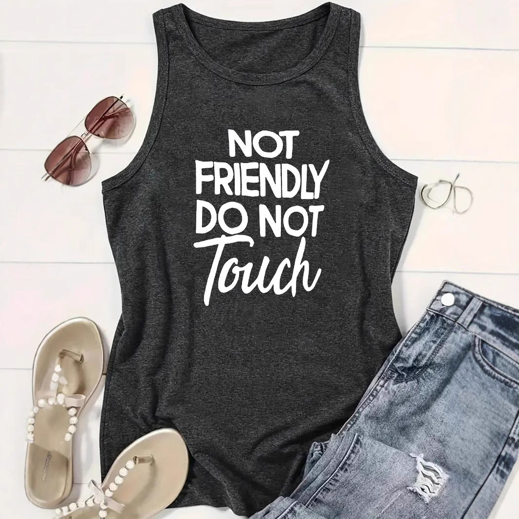 Ladies Printed Slogan Vest - Not Friendly