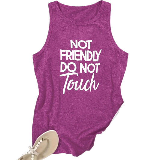 Ladies Printed Slogan Vest - Not Friendly