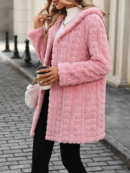Valentines Inspired Fluffy Jacket - Heart Print