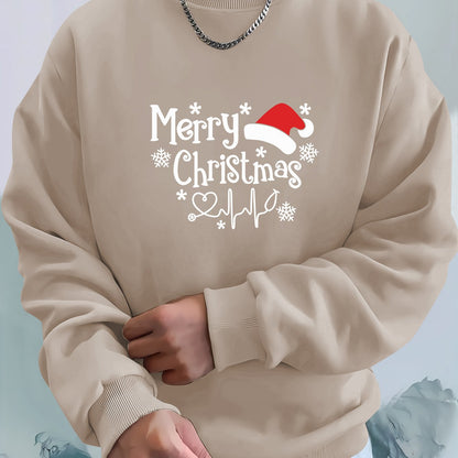 Men's Christmas Sweatshirt - Merry Christmas Hat