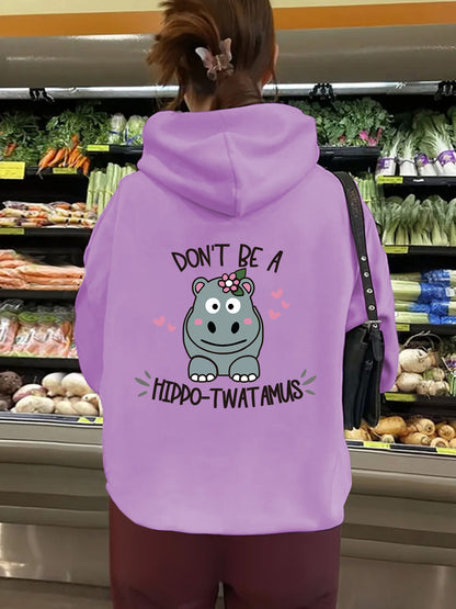 Women's Slogan Hoodie - Hippo****mas